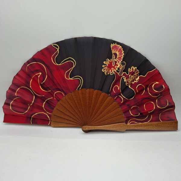 ventaglio del flamenco di seta nero e rosso